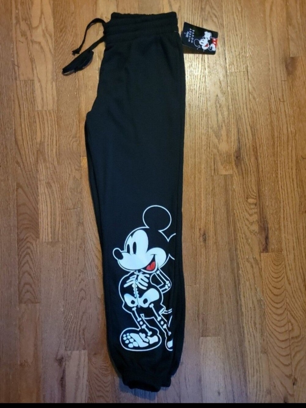 Disney Black Joggers with Mickey Skeleton Graphic